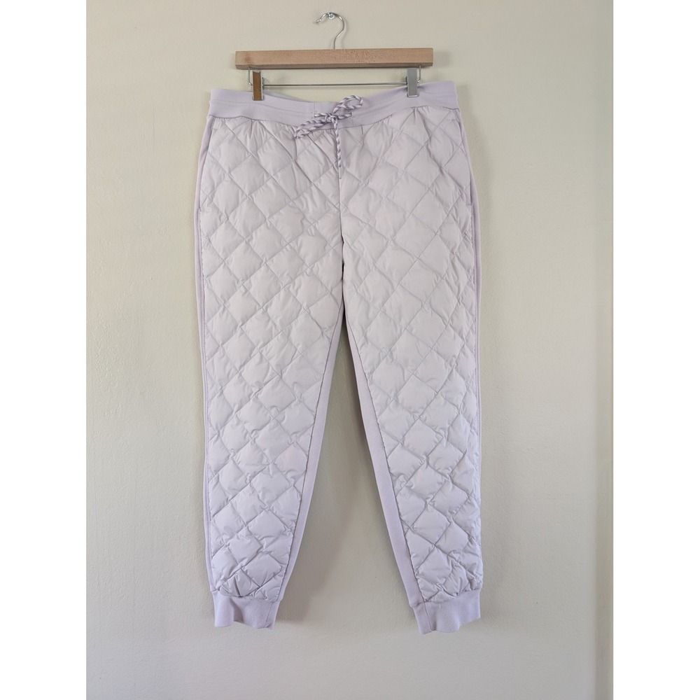 Athleta Apres Ski Down Jogger Pants 16 Quilted Purple Lavender Drawstring Winter
